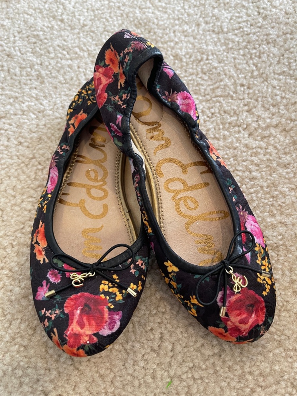 Sam Edelman Black Floral Ballet Flats